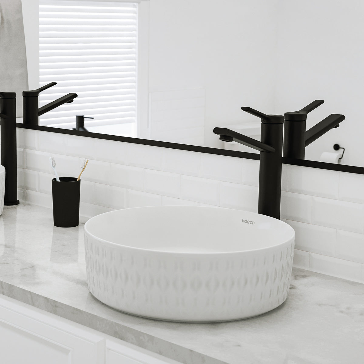 Alternative View of Karran Valera 14.25" x 14.25" x 4" Round Vessel Vitreous China ADA Bathroom Sink, White, VC-424-WH