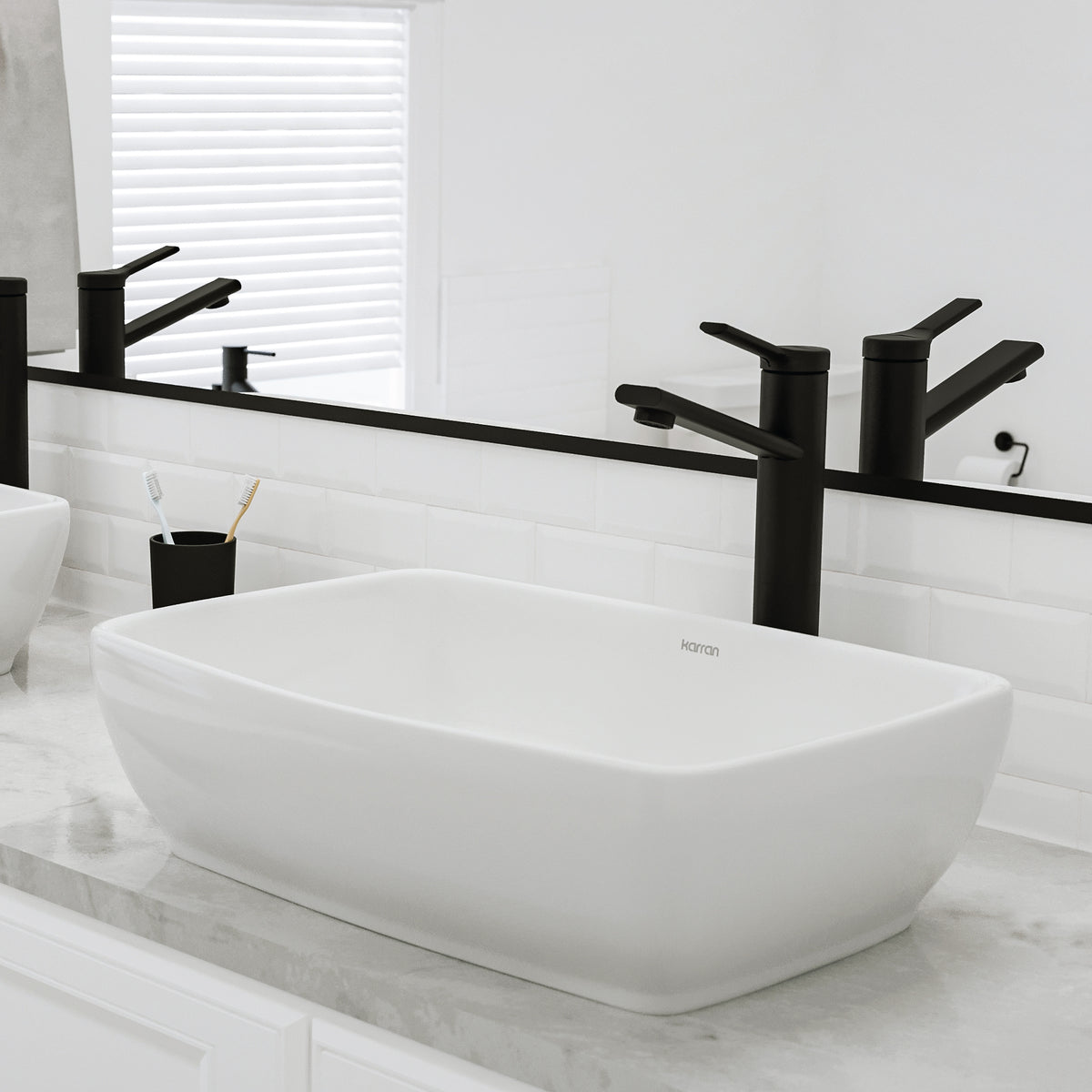 Alternative View of Karran Valera 19" x 13.25" x 4.5" Rectangular Vessel Vitreous China ADA Bathroom Sink, White, VC-502-WH