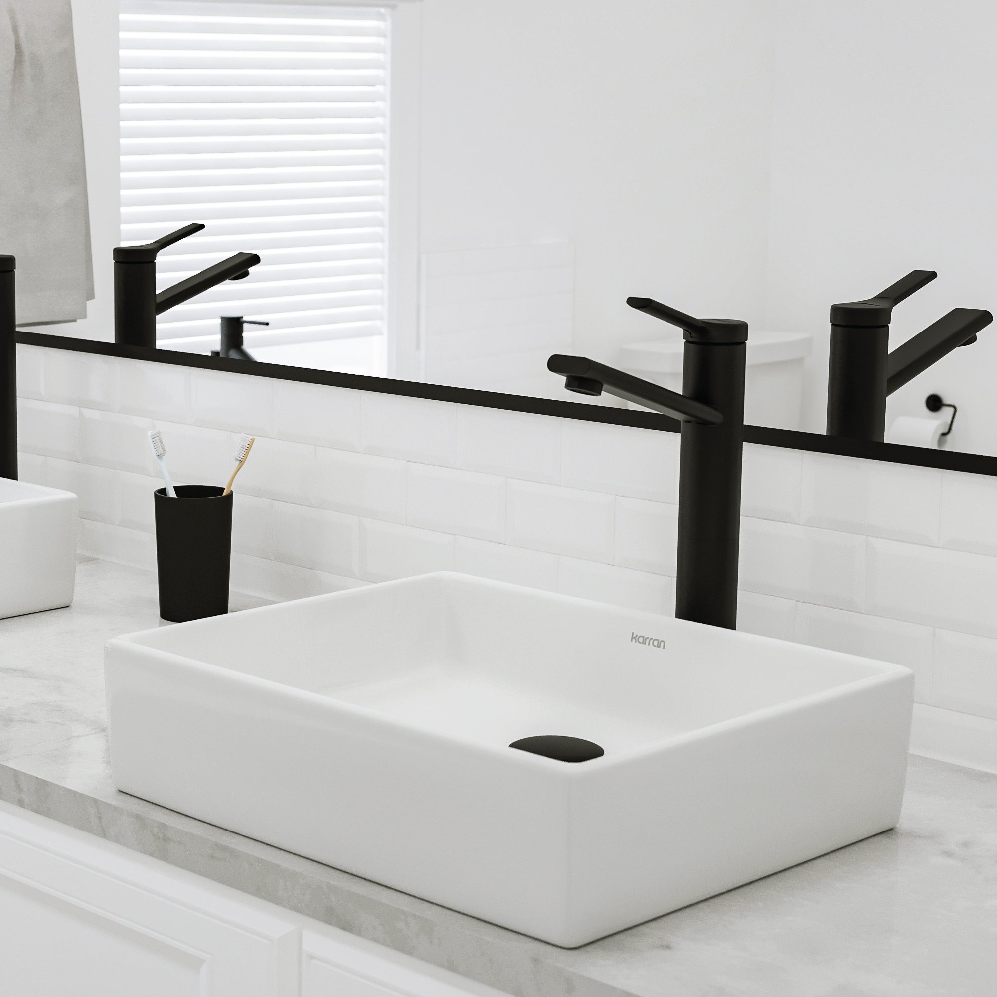 Alternative View of Karran Valera 15.5" x 13" x 3.25" Rectangular Vessel Vitreous China ADA Bathroom Sink, White, VC-503-WH