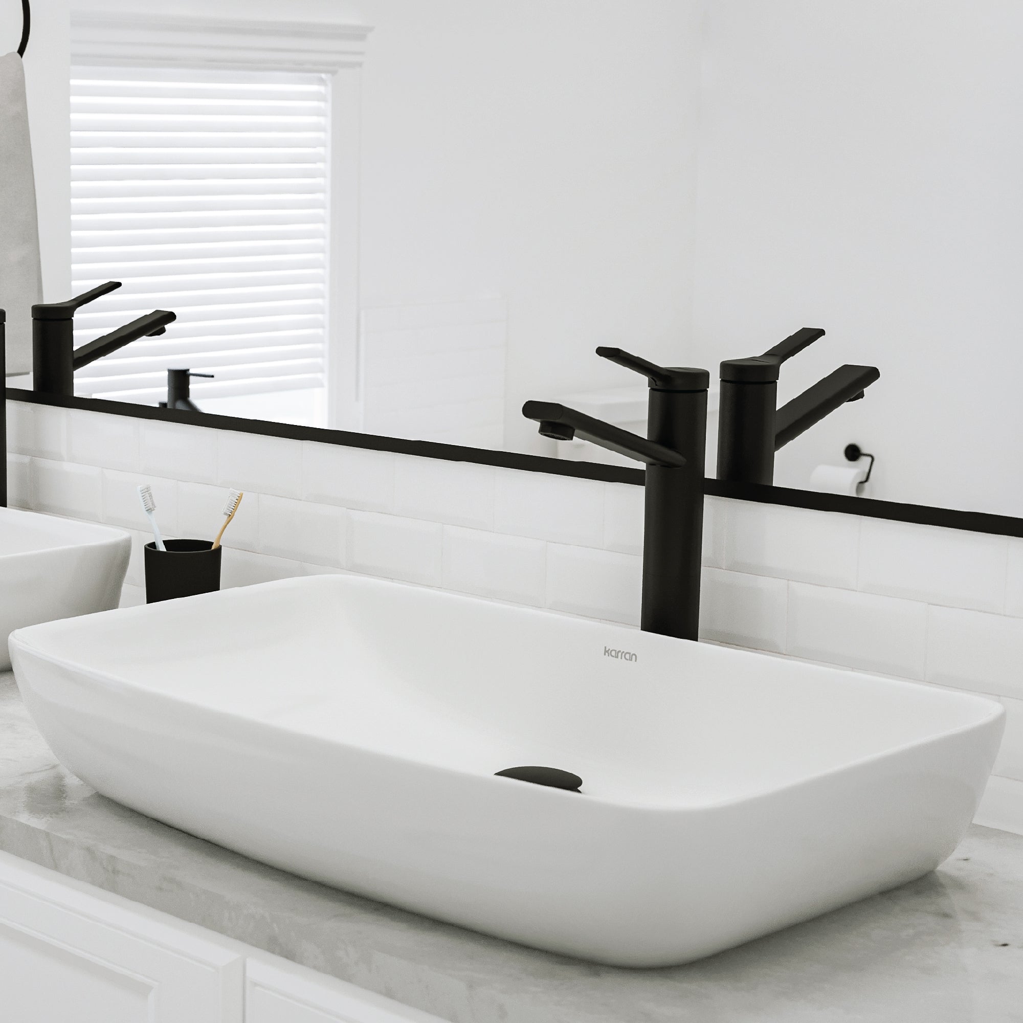 Alternative View of Karran Valera 24" x 15.5" x 4" Rectangular Vessel Vitreous China ADA Bathroom Sink, White, VC-504-WH
