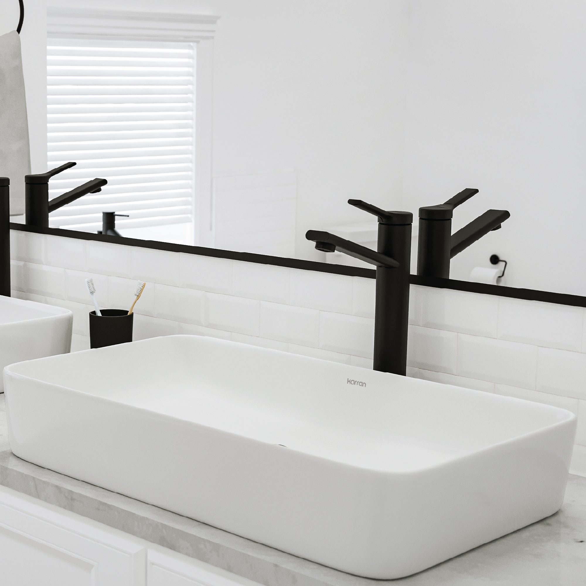 Alternative View of Karran Valera 24.25" x 14" x 3.5" Rectangular Vessel Vitreous China ADA Bathroom Sink, White, VC-506-WH