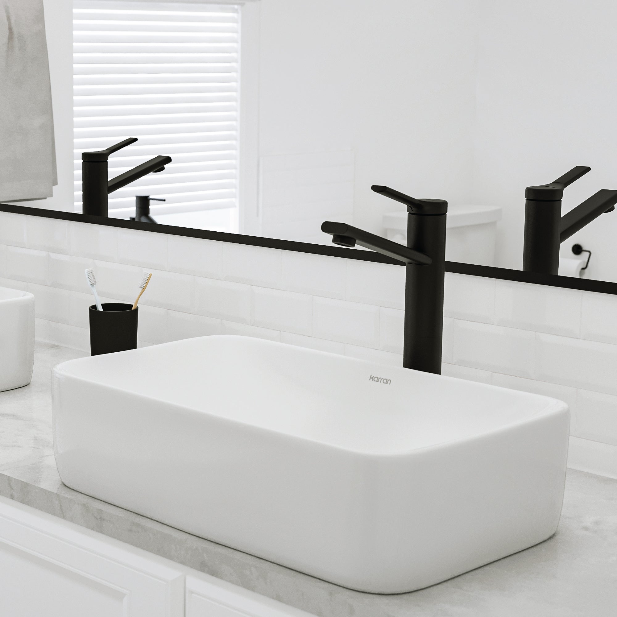 Alternative View of Karran Valera 19" x 11.5" x 3.75" Rectangular Vessel Vitreous China ADA Bathroom Sink, White, VC-507-WH