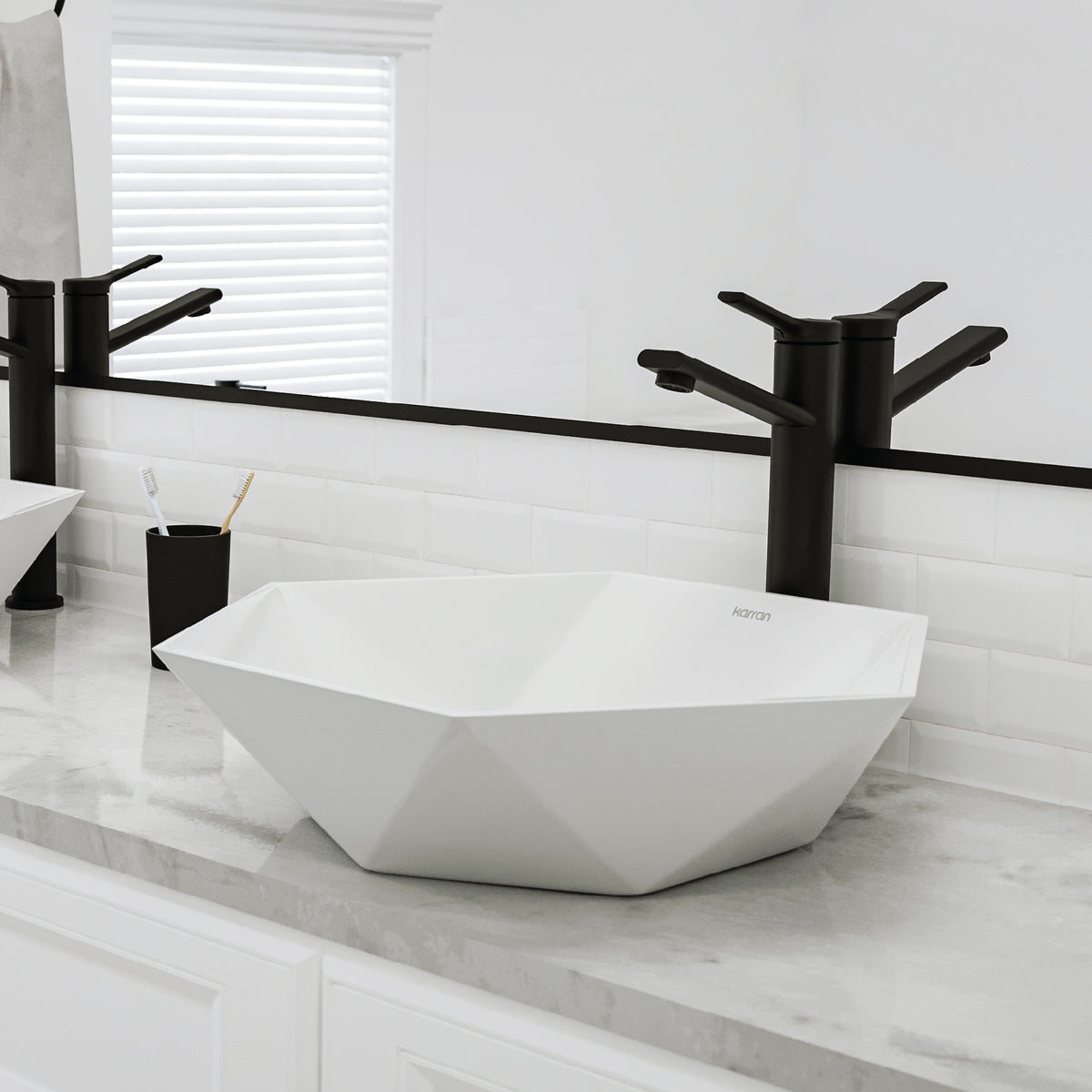 Alternative View of Karran Valera 18.75" x 16.375" x 4" Hexagon Vessel Vitreous China ADA Bathroom Sink, White, VC-601-WH