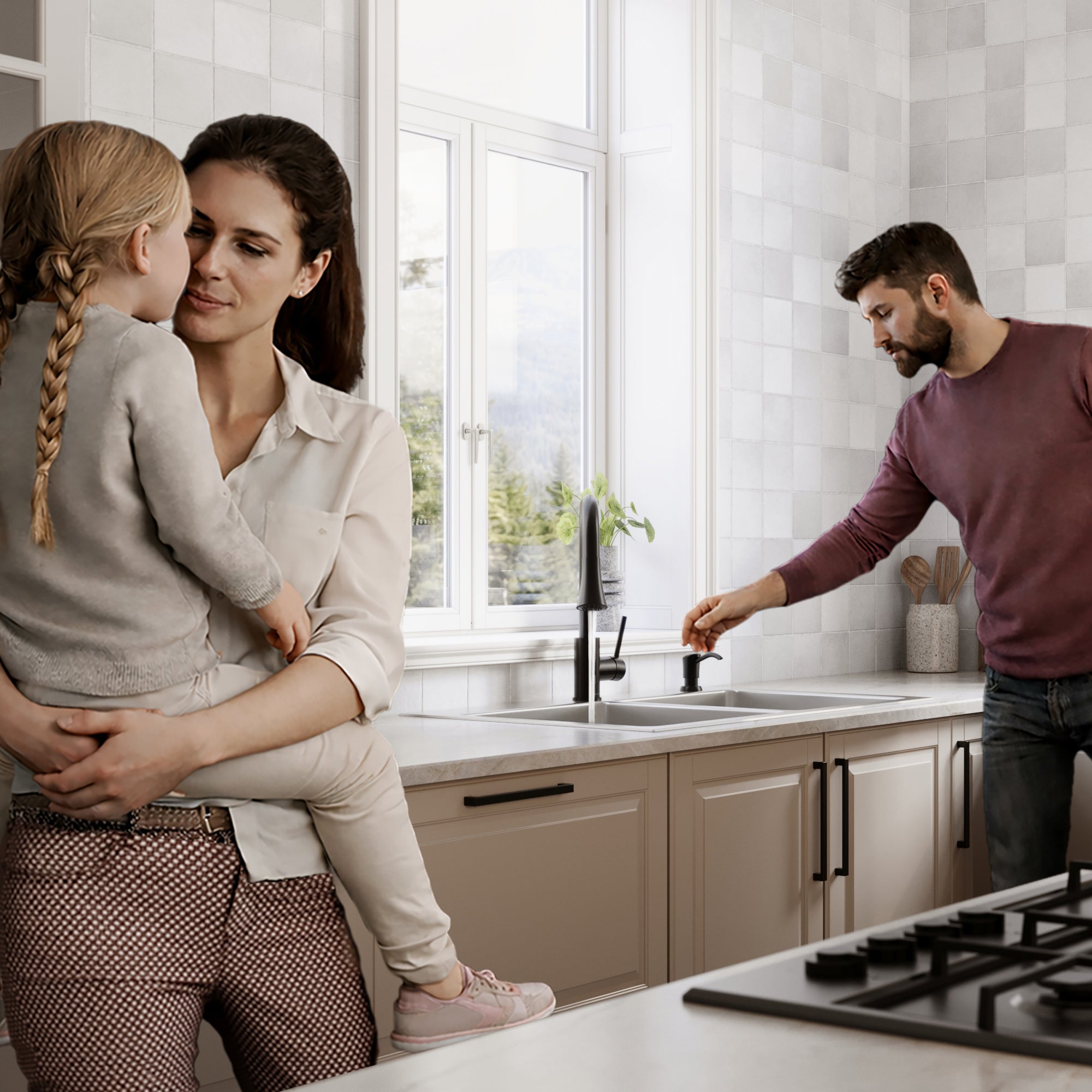 Karran lansen 33 stainless steel kitchen sink 50/50 double bowl lifestyle image