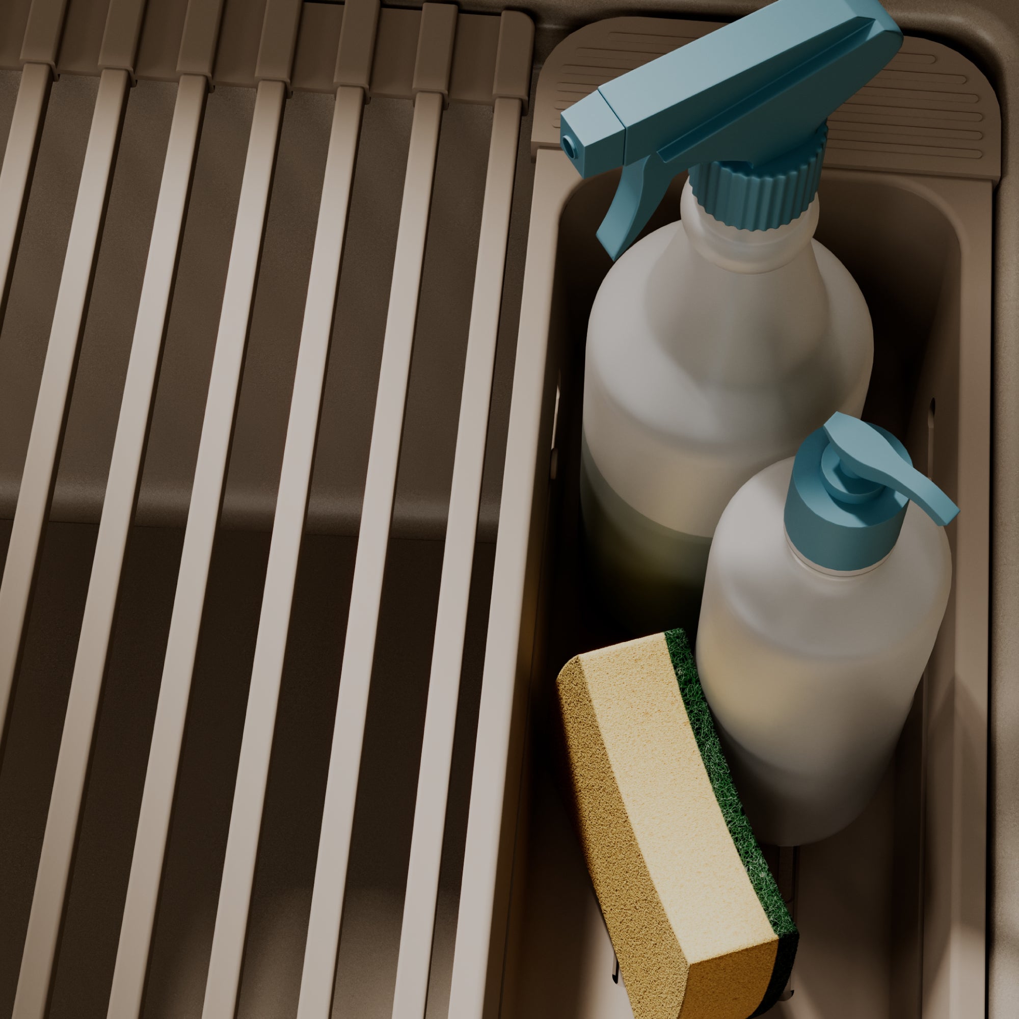 Karran 34 quartz composite retrofit workstation farmhouse sink concrete lifestyle image