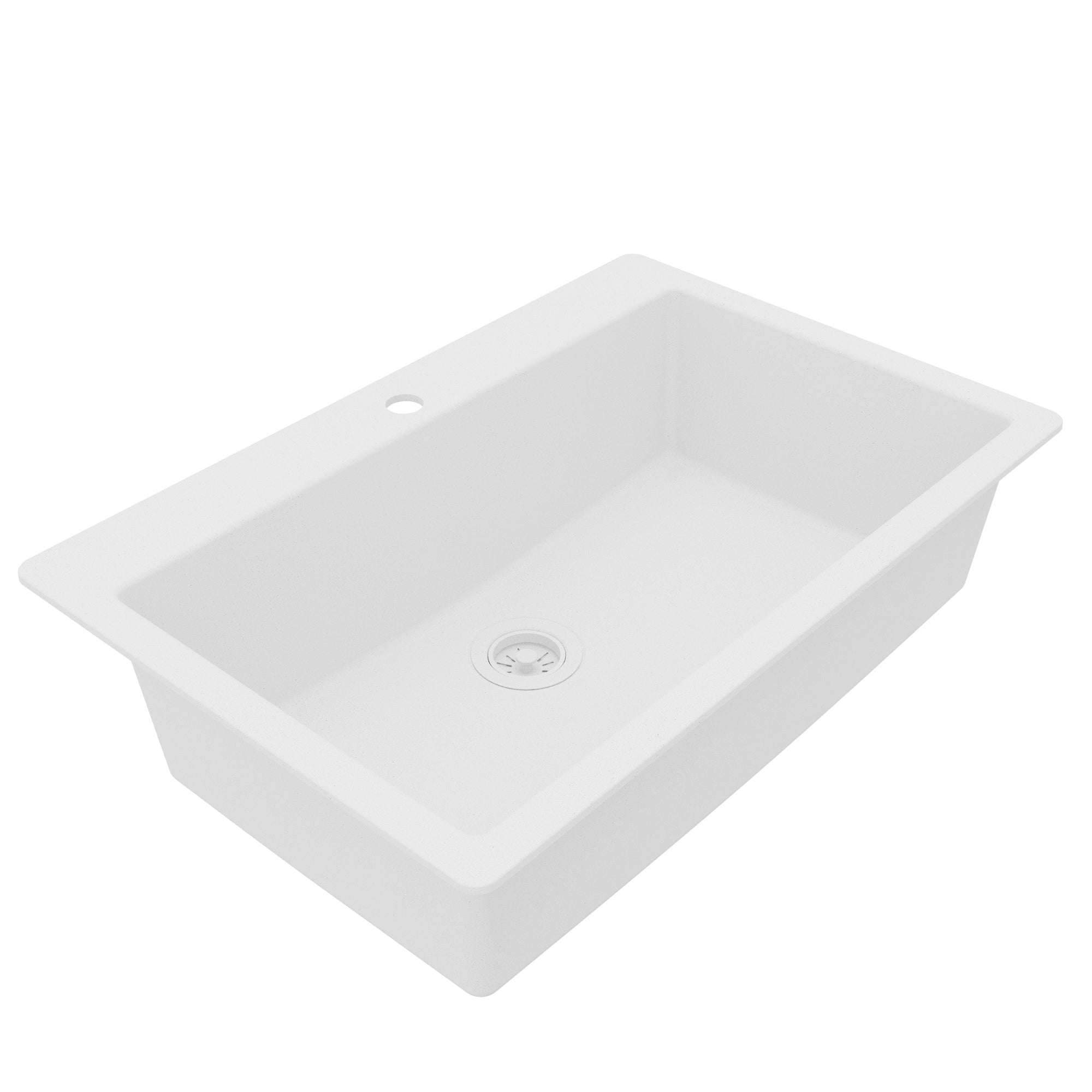 Alternative View of Karran 33" Drop In/Topmount Quartz Composite Kitchen Sink, White, QT-812-WH