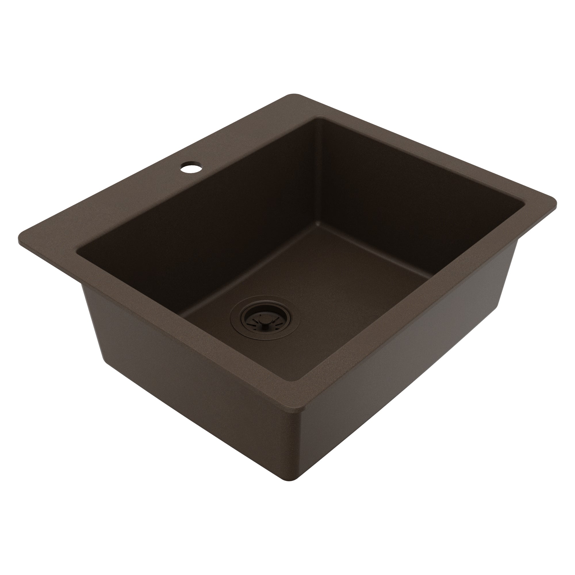 Alternative View of Karran 25" Drop In/Topmount Quartz Composite Kitchen Sink, Brown, QT-820-BR