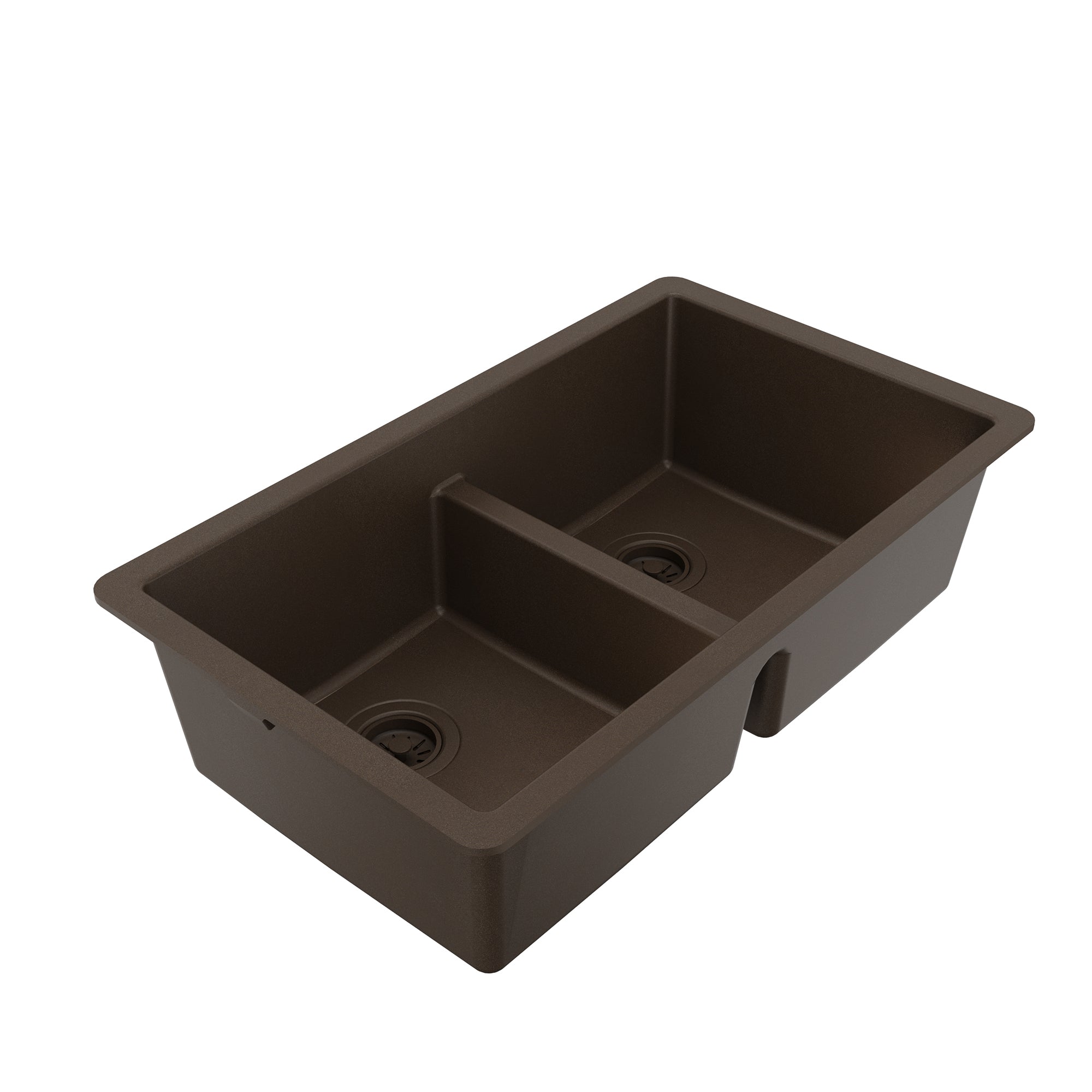 Alternative View of Karran 32" Undermount Quartz Composite Kitchen Sink, 50/50 Double Bowl, Brown, QU-810-BR