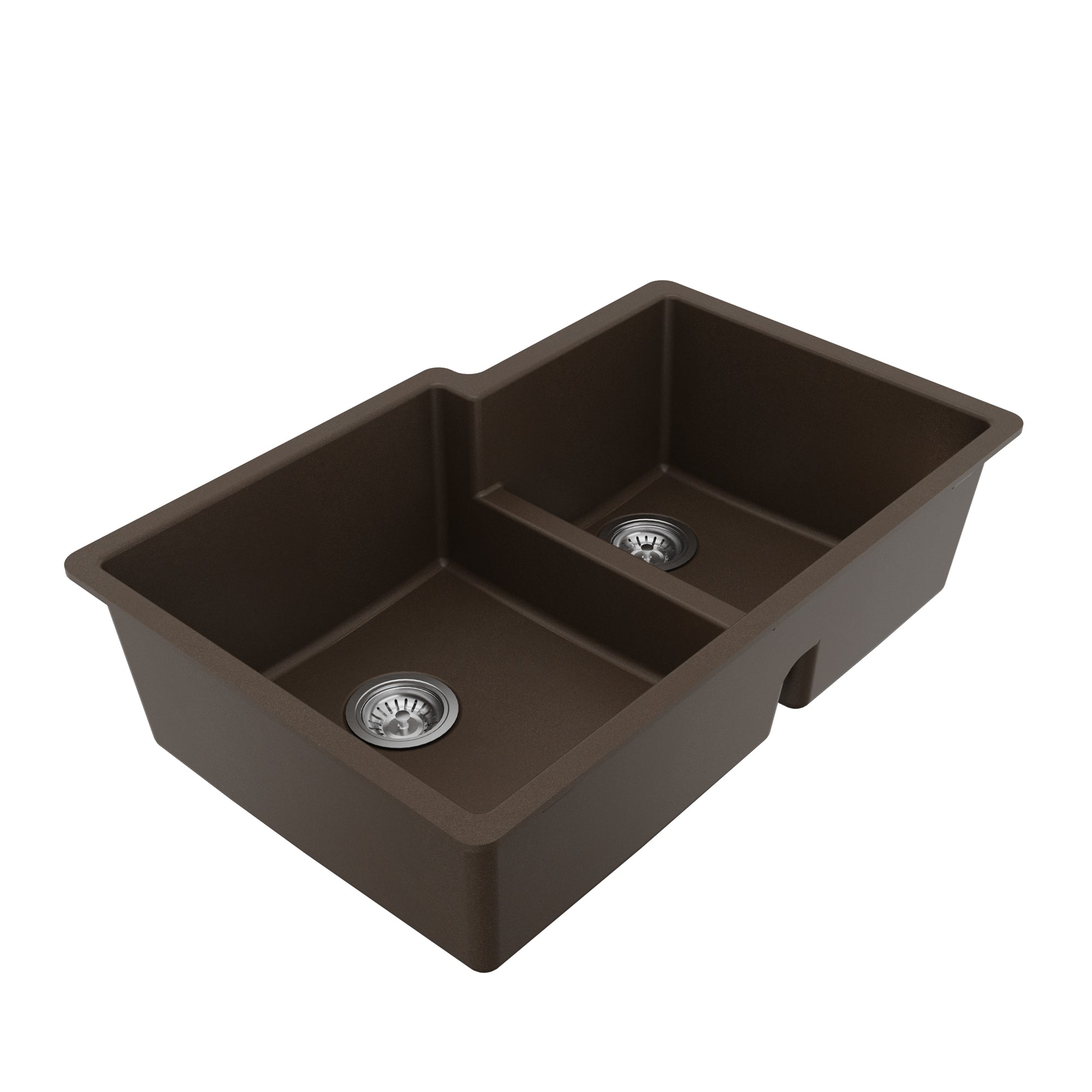 Alternative View of Karran 32" Undermount Quartz Composite Kitchen Sink with Accessories, 60/40 Double Bowl, Brown, QU-811-BR-PK1