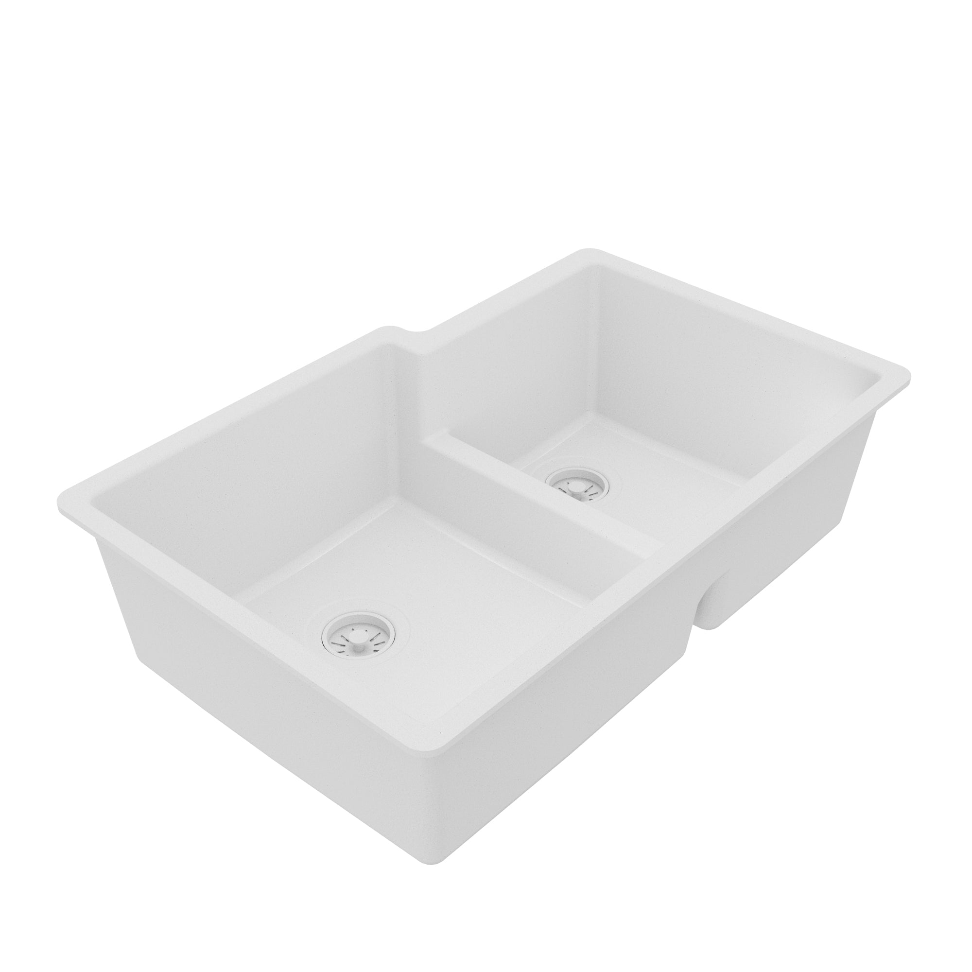 Alternative View of Karran 32" Undermount Quartz Composite Kitchen Sink, 60/40 Double Bowl, White, QU-811-WH