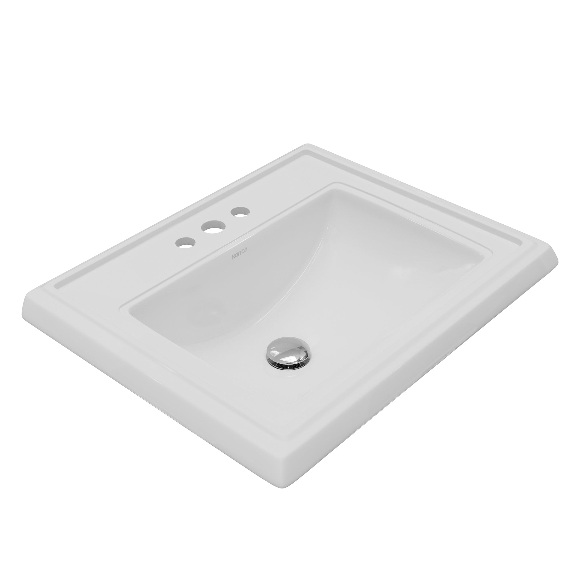 Karran Valera 18.25" x 23" Rectangular Drop In/Topmount Vitreous China ADA Bathroom Sink, White, VC-208-WH