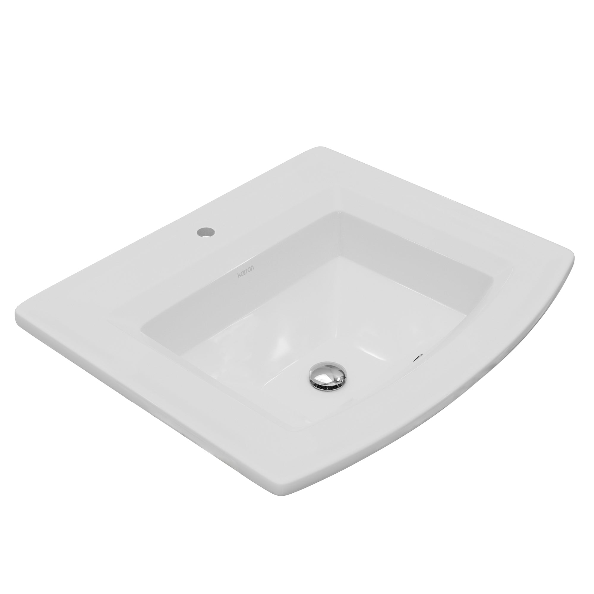 Karran Valera 19.625" x 22.625" Rectangular Drop In/Topmount Vitreous China ADA Bathroom Sink, White, VC-209-WH