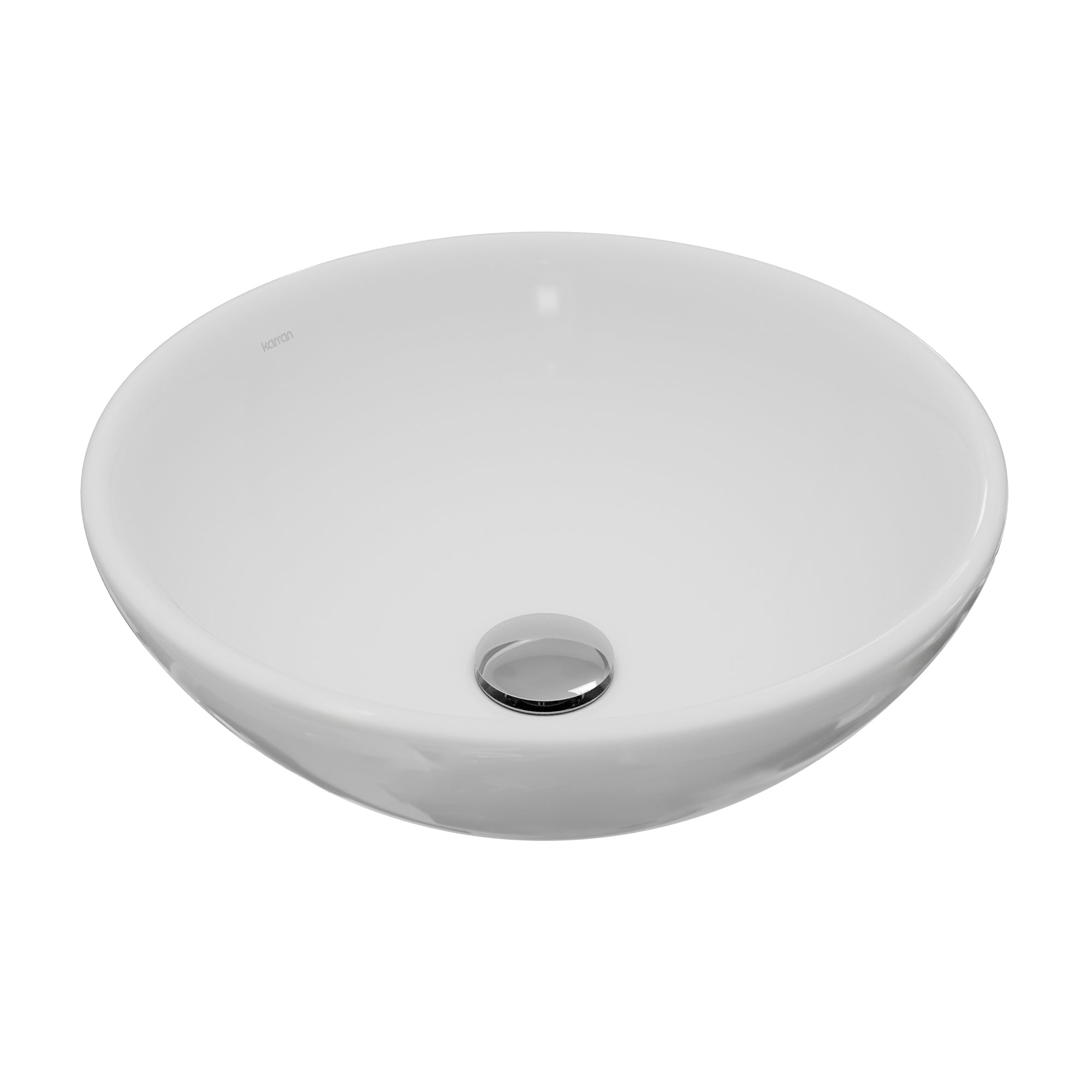 Alternative View of Karran Valera 15.5" x 15.5" x 5" Round Vessel Vitreous China ADA Bathroom Sink, White, VC-411-WH