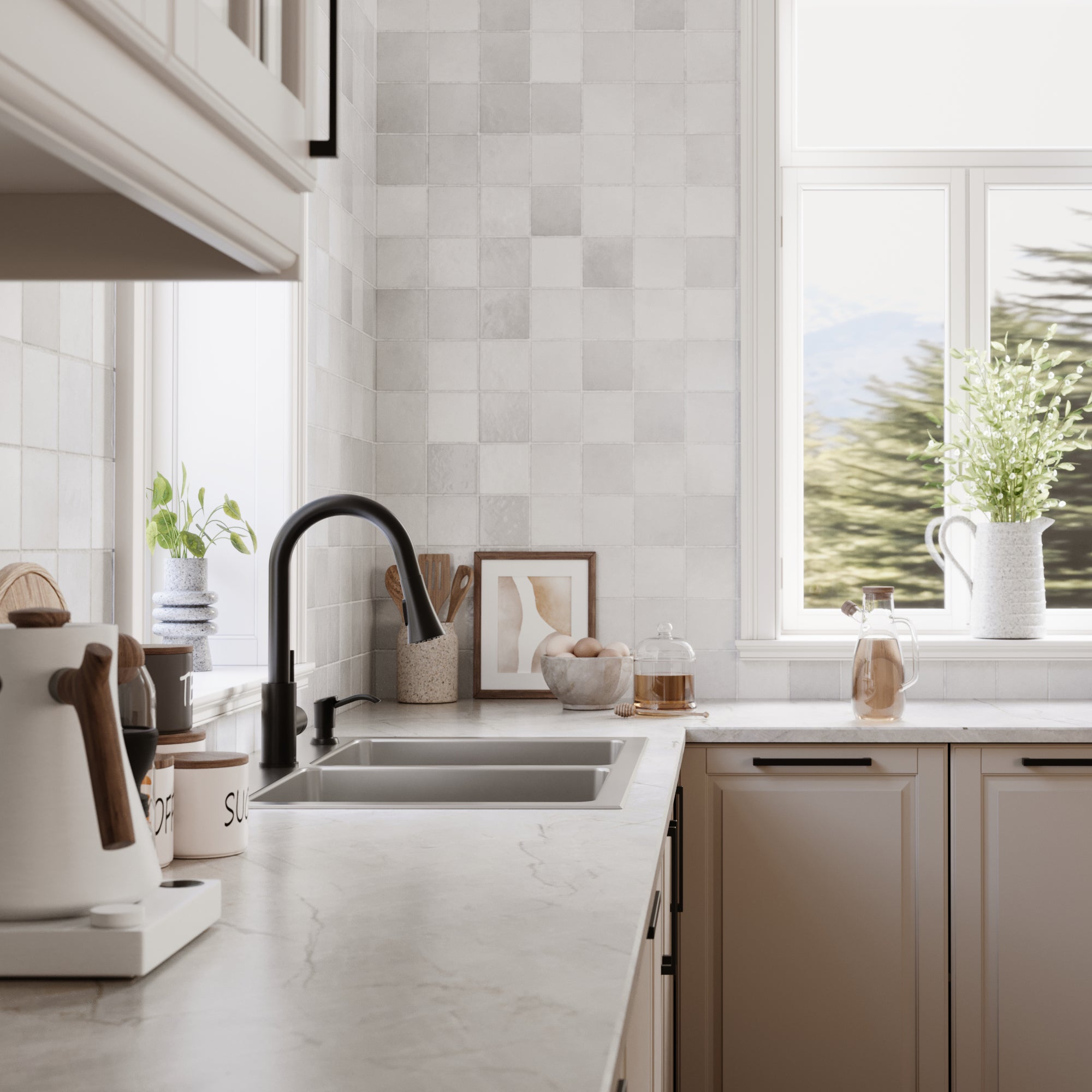Karran lansen 33 stainless steel kitchen sink 50/50 double bowl lifestyle image