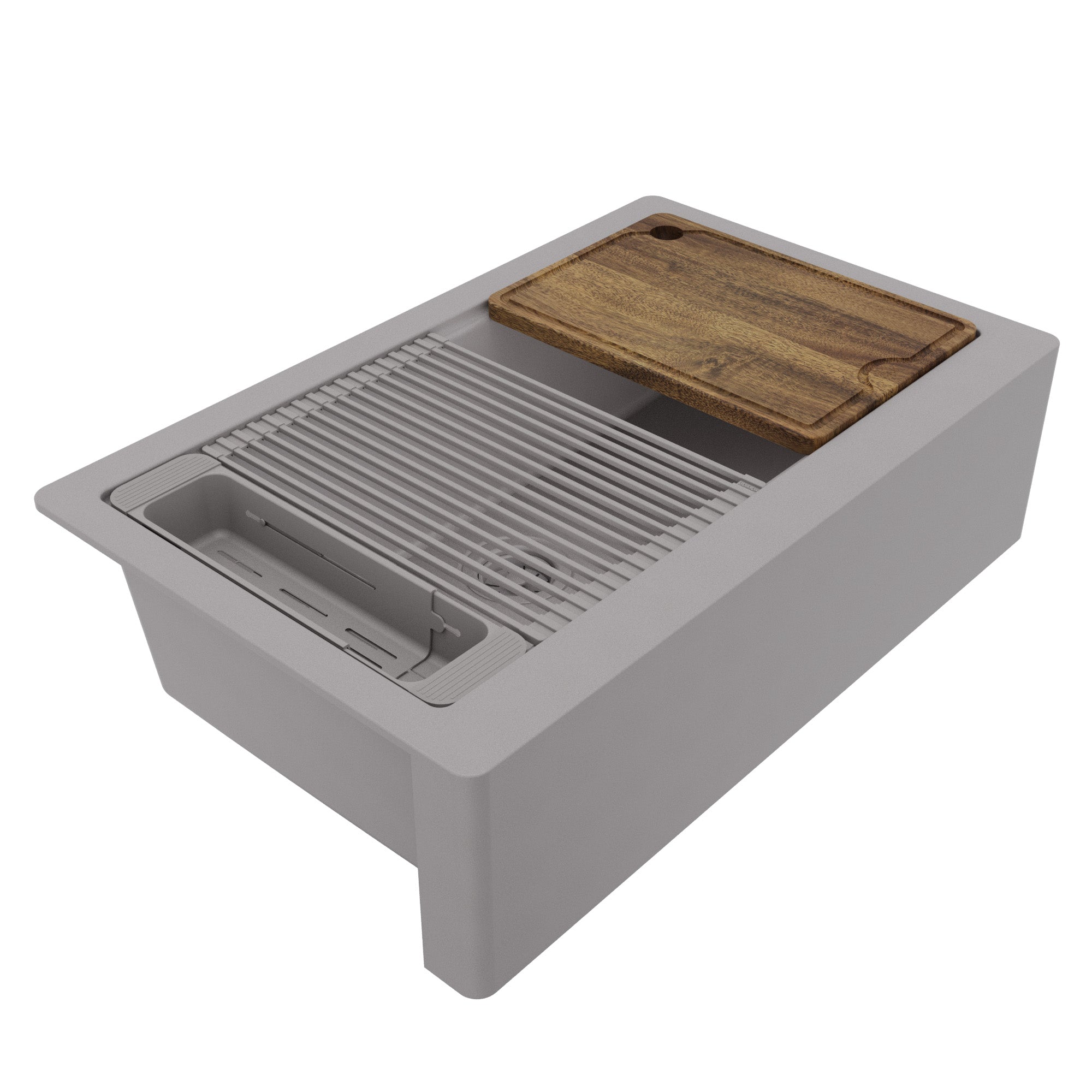 Karran 34 quartz composite workstation farmhouse sink grey product image