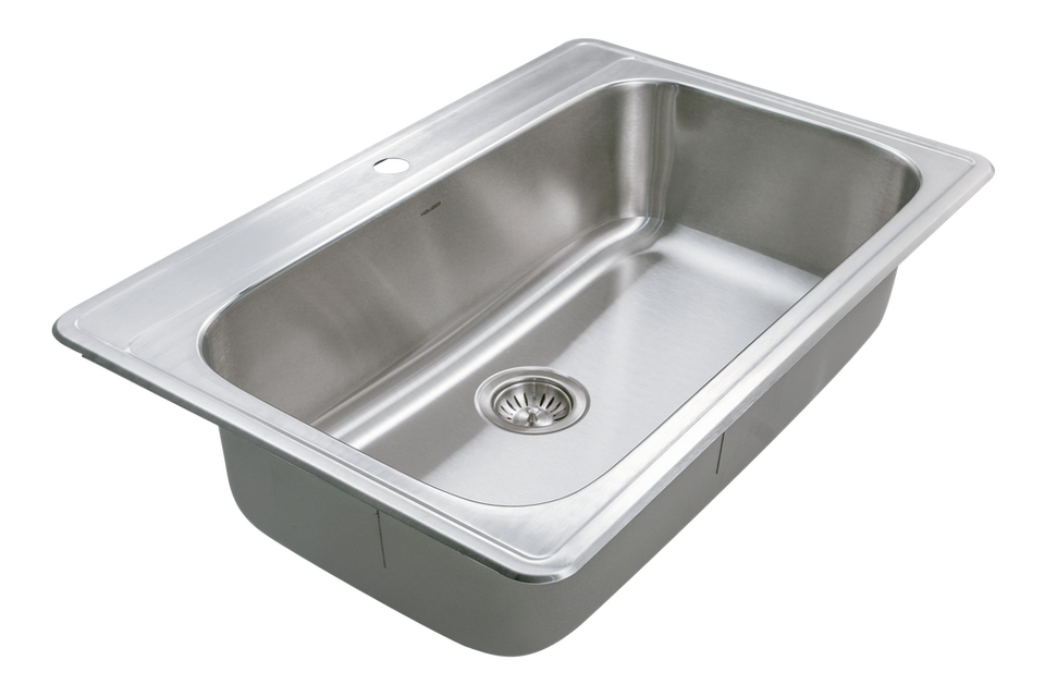 Houzer 33" Stainless Steel Topmount Large Single Bowl Kitchen Sink, 18 Gauge, PGS-3122-1-1