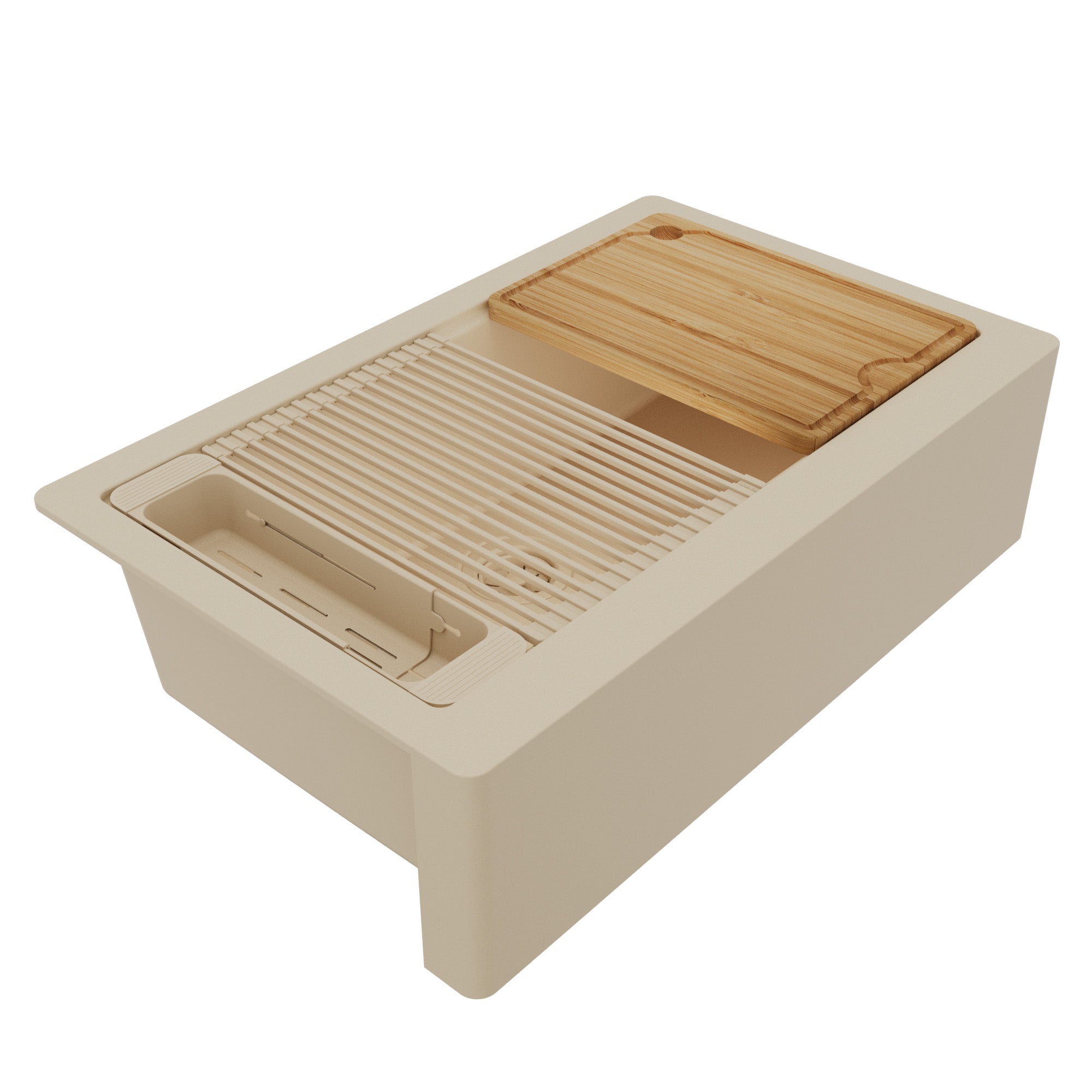 Karran 34 quartz composite workstation farmhouse sink bisque product image