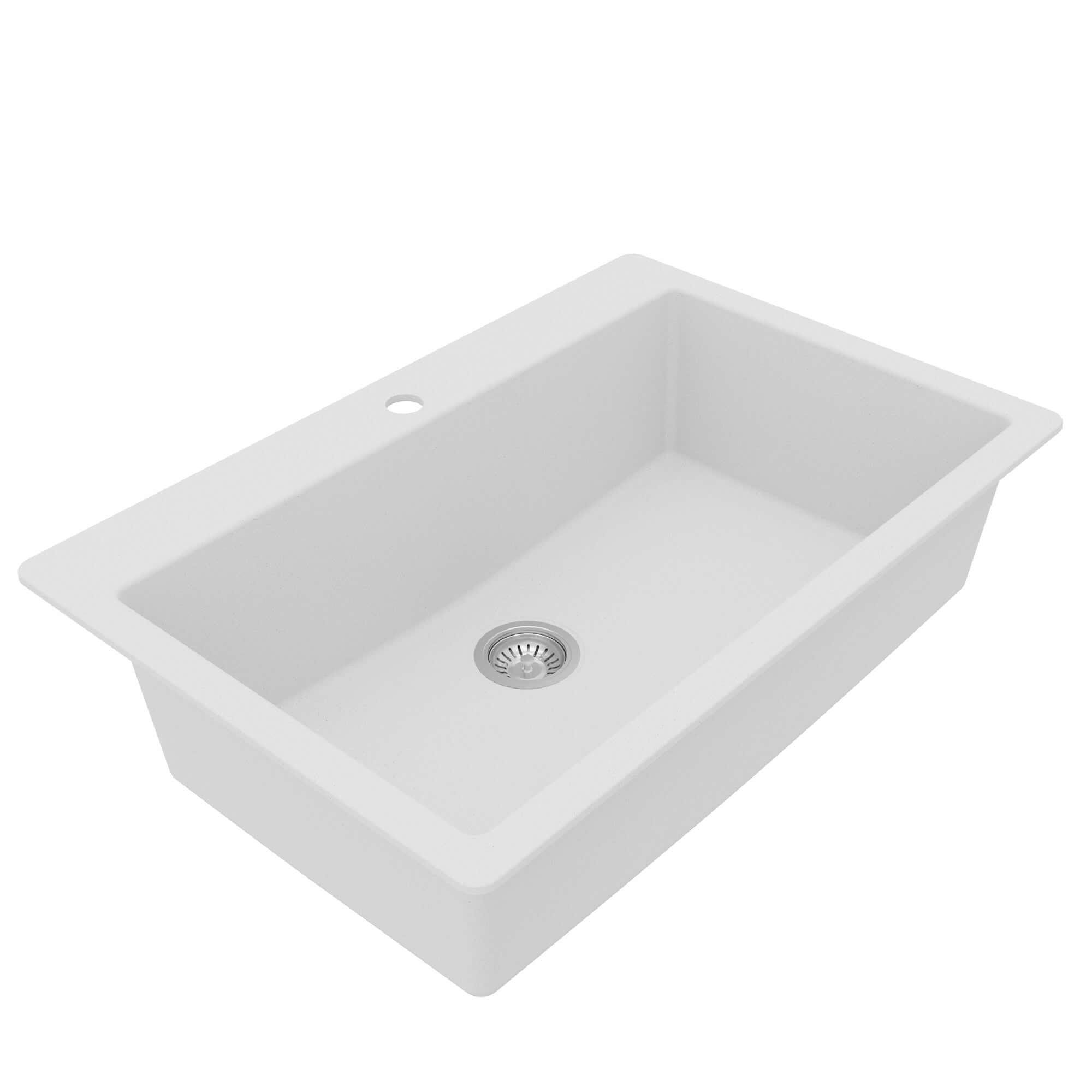 Alternative View of Karran 33" Drop In/Topmount Quartz Composite Kitchen Sink with Accessories, White, QT-812-WH-PK1