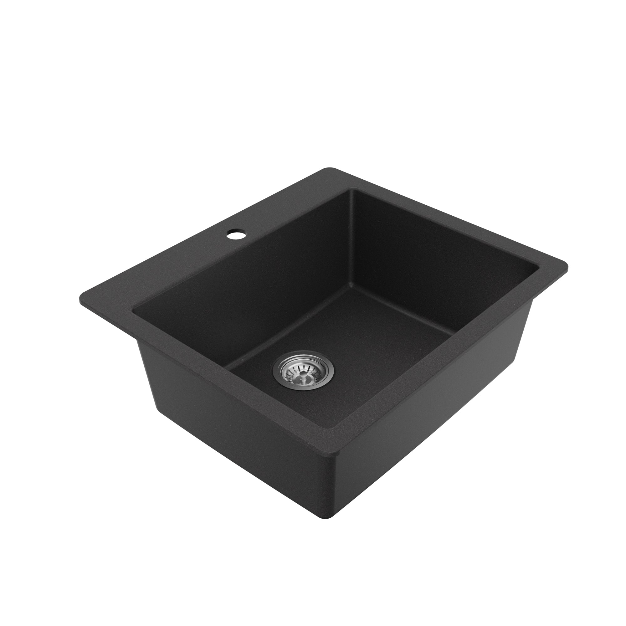 Alternative View of Karran 25" Drop In/Topmount Quartz Composite Kitchen Sink with Accessories, Black, QT-820-BL-PK1