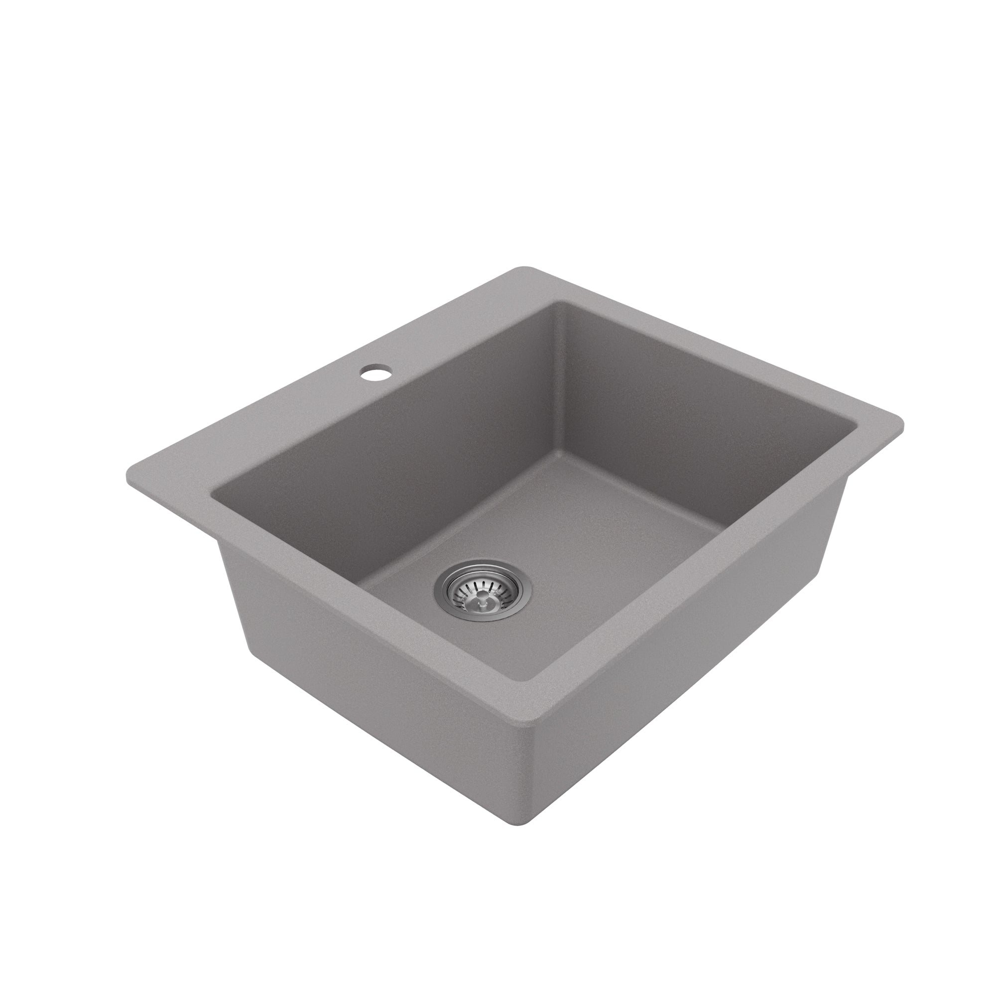 Alternative View of Karran 25" Drop In/Topmount Quartz Composite Kitchen Sink with Accessories, Grey, QT-820-GR-PK1