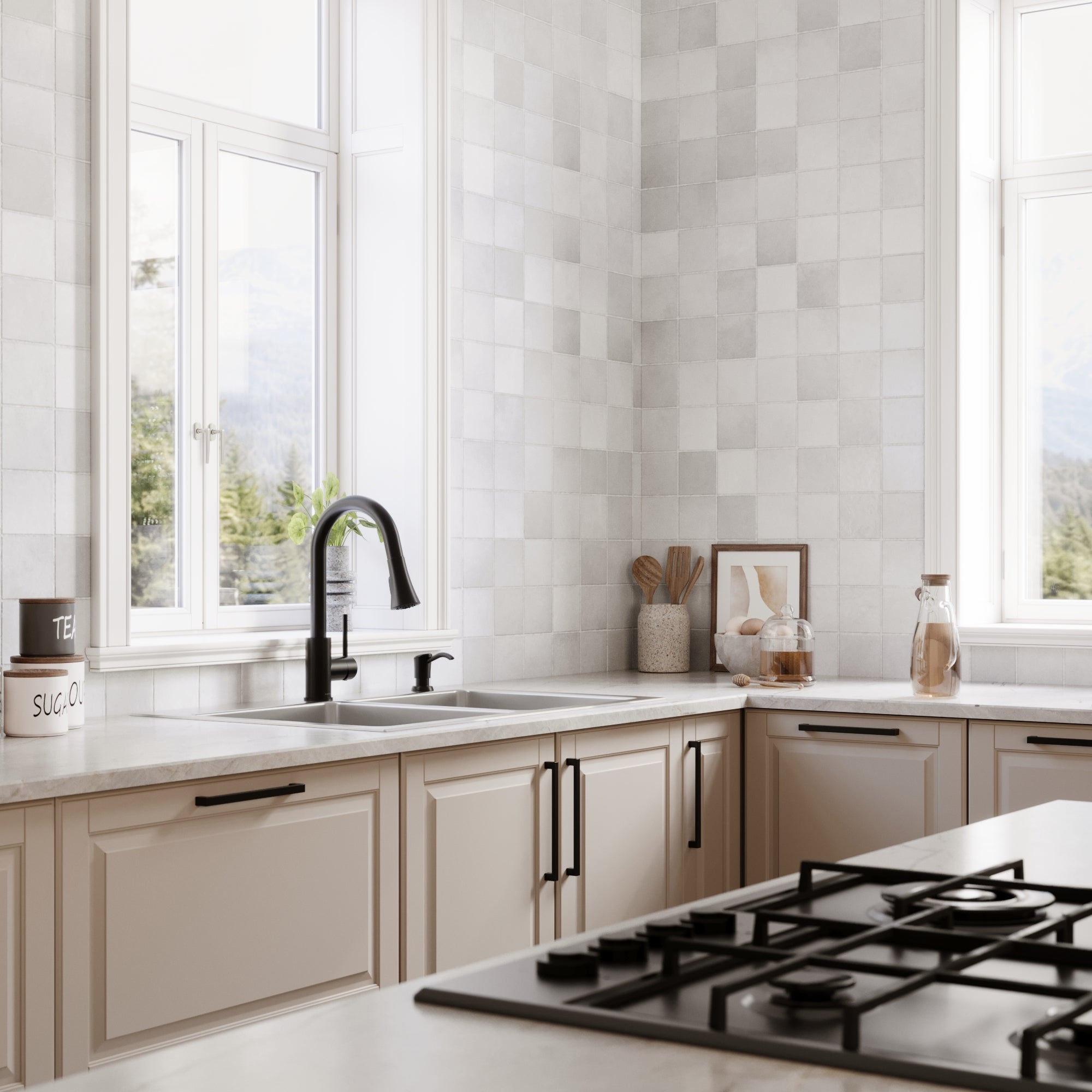 Karran lansen 33 stainless steel kitchen sink 50/50 double bowl lifestyle image