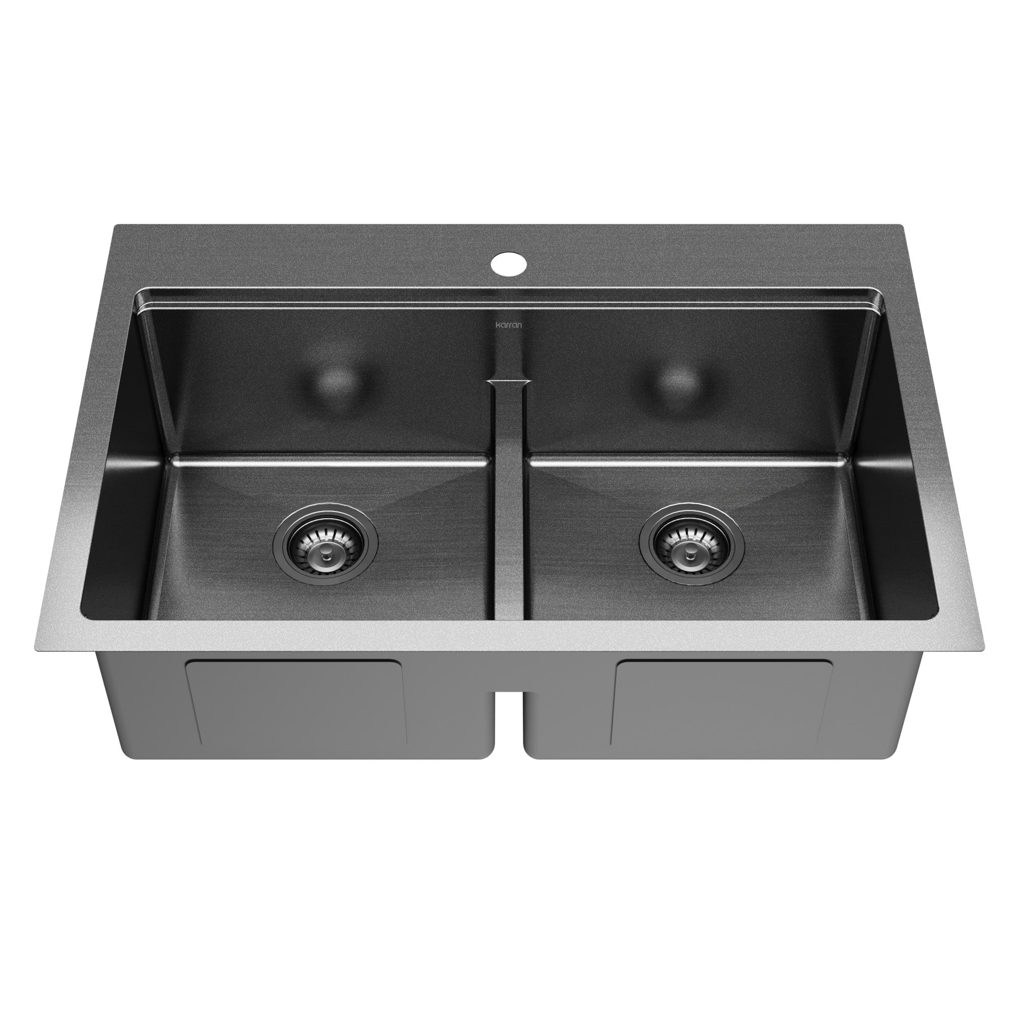 Karran elite workstation 33 stainless steel kitchen sink 50/50 double bowl gunmetal black product image