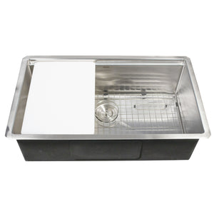 Nantucket Sinks All Weather 32" Undermount 316 Marine Grade Stainless Steel Kitchen Sink with Accessories, 16 Gauge, AW-PS-3219-16