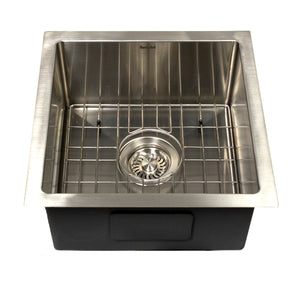 Nantucket Sinks All Weather 15" Undermount 316 Marine Grade Stainless Steel Kitchen Sink with Accessories, 16 Gauge, AW1515-16