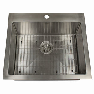 Nantucket Sinks All Weather 25" Drop In/Topmount 316 Marine Grade Stainless Steel Kitchen Sink with Accessories, 16 Gauge, AW2522-16