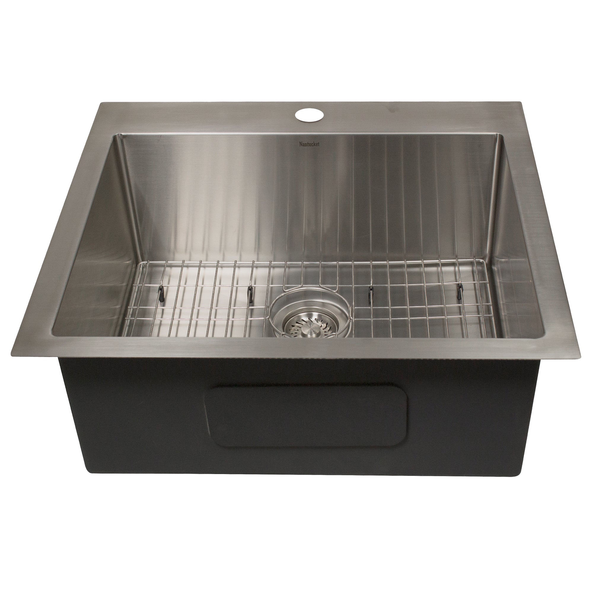 Nantucket Sinks All Weather 25" Drop In/Topmount 316 Marine Grade Stainless Steel Kitchen Sink with Accessories, 16 Gauge, AW2522-16