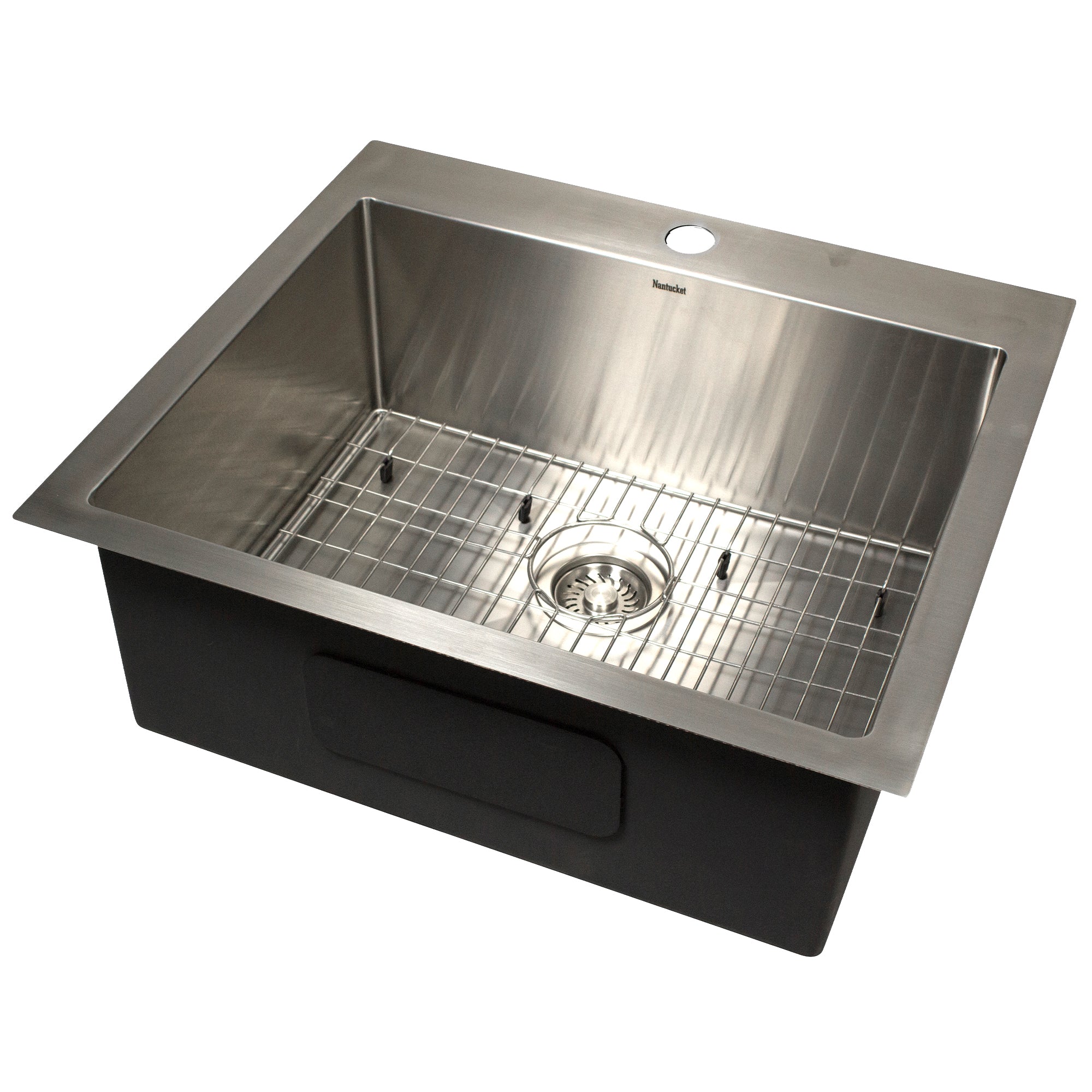 Nantucket Sinks All Weather 25" Drop In/Topmount 316 Marine Grade Stainless Steel Kitchen Sink with Accessories, 16 Gauge, AW2522-16
