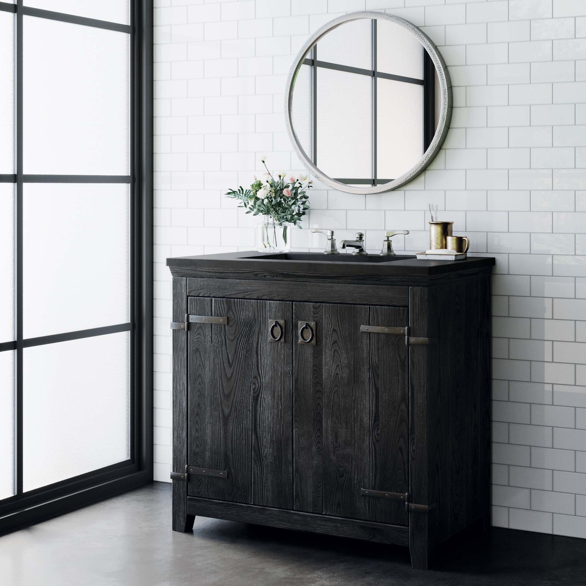 Native Trails 36" Americana Freestanding Vanity Base in Anvil, Reclaimed Wood, VNB368