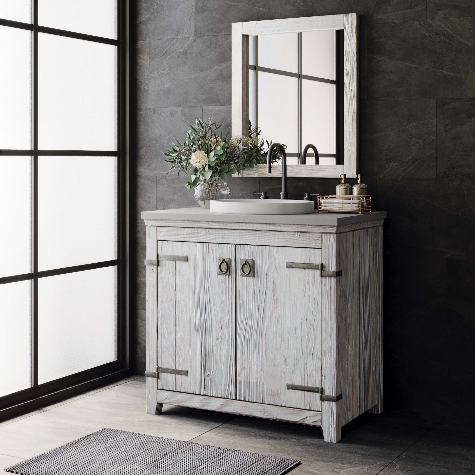 Native Trails 36" Americana Freestanding Vanity Base in Driftwood, Reclaimed Wood, VNB369