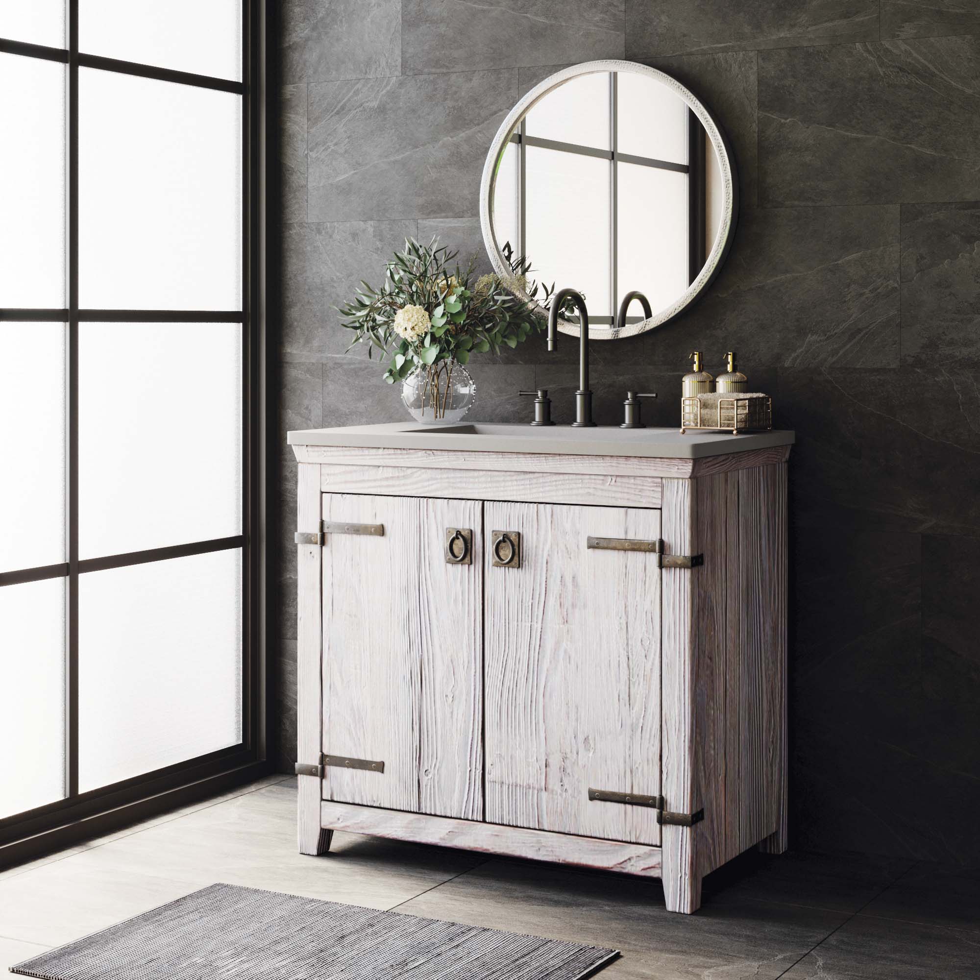 Native Trails 36" Americana Freestanding Vanity Base in Driftwood, Reclaimed Wood, VNB369