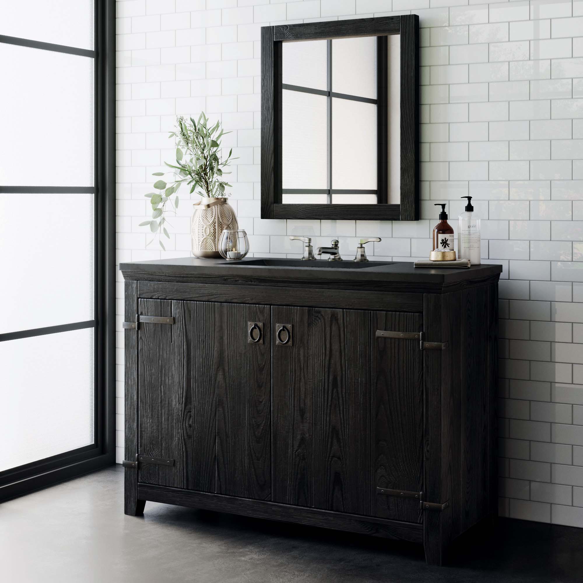 Native Trails 48" Americana Freestanding Rustic Vanity Base in Anvil, Reclaimed Wood, VNB488