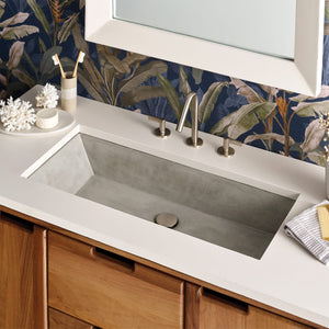 Native Trails Arcata 31" x 15" Rectangle Undermount NativeStone Concrete Bathroom Sink, Ash, NSL3115-A
