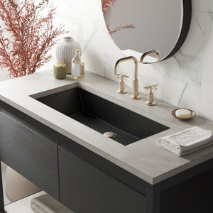 Native Trails Arcata 31" x 15" Rectangle Undermount NativeStone Concrete Bathroom Sink, Charcoal, NSL3115-C