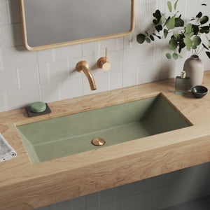 Native Trails Arcata 31" x 15" Rectangle Undermount NativeStone Concrete Bathroom Sink, Sage, NSL3115-G