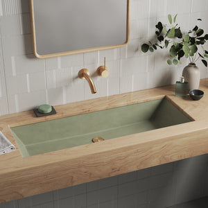Native Trails Arcata 37" x 15" Rectangle Undermount NativeStone Concrete Bathroom Sink, Sage, NSL3715-G