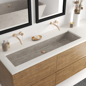 Native Trails Arcata 49" x 15" Rectangle Undermount NativeStone Concrete Bathroom Sink, Ash, NSL4915-A