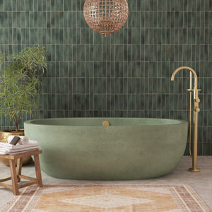 Native Trails 66" NativeStone Concrete Avalon Freestanding Bathtub, Sage, NST6636-G