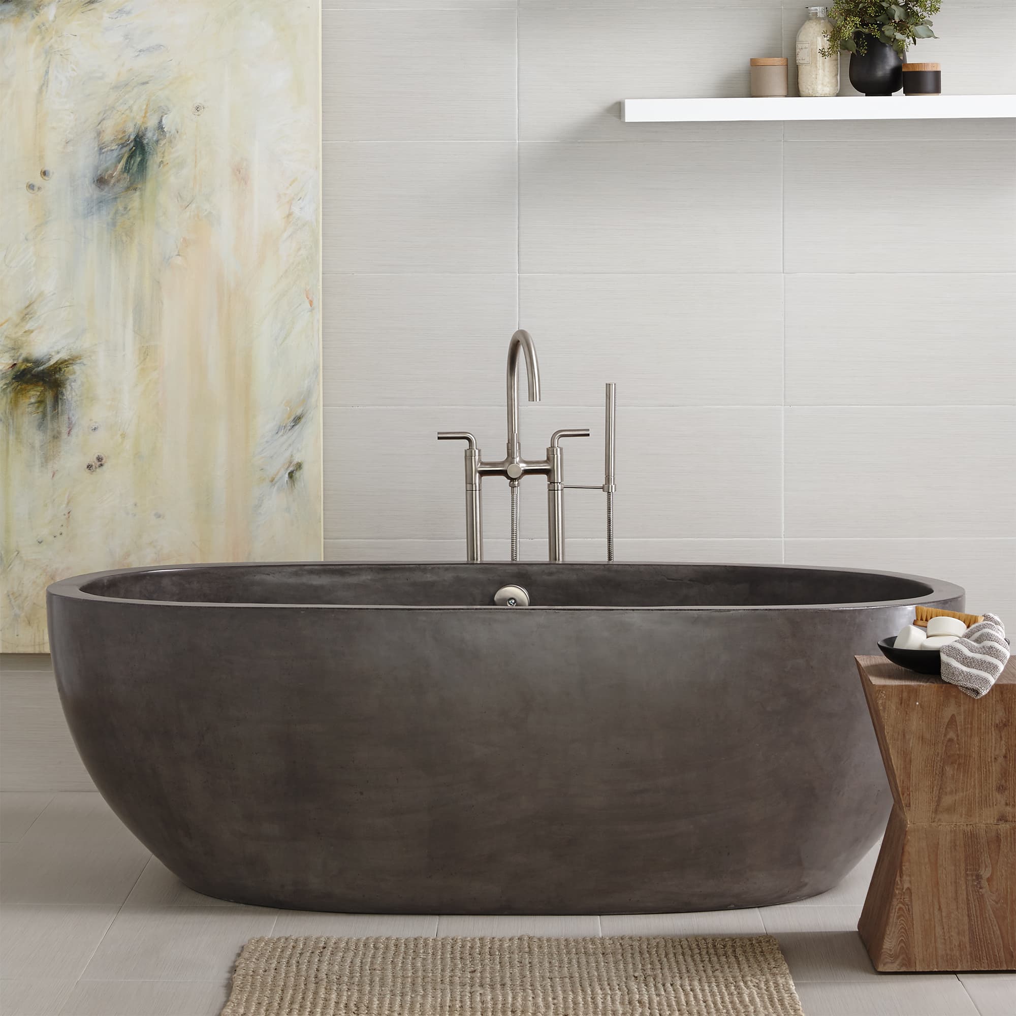 Native Trails 72" NativeStone Concrete Avalon 72" Bathtub, Slate, NST7236-S
