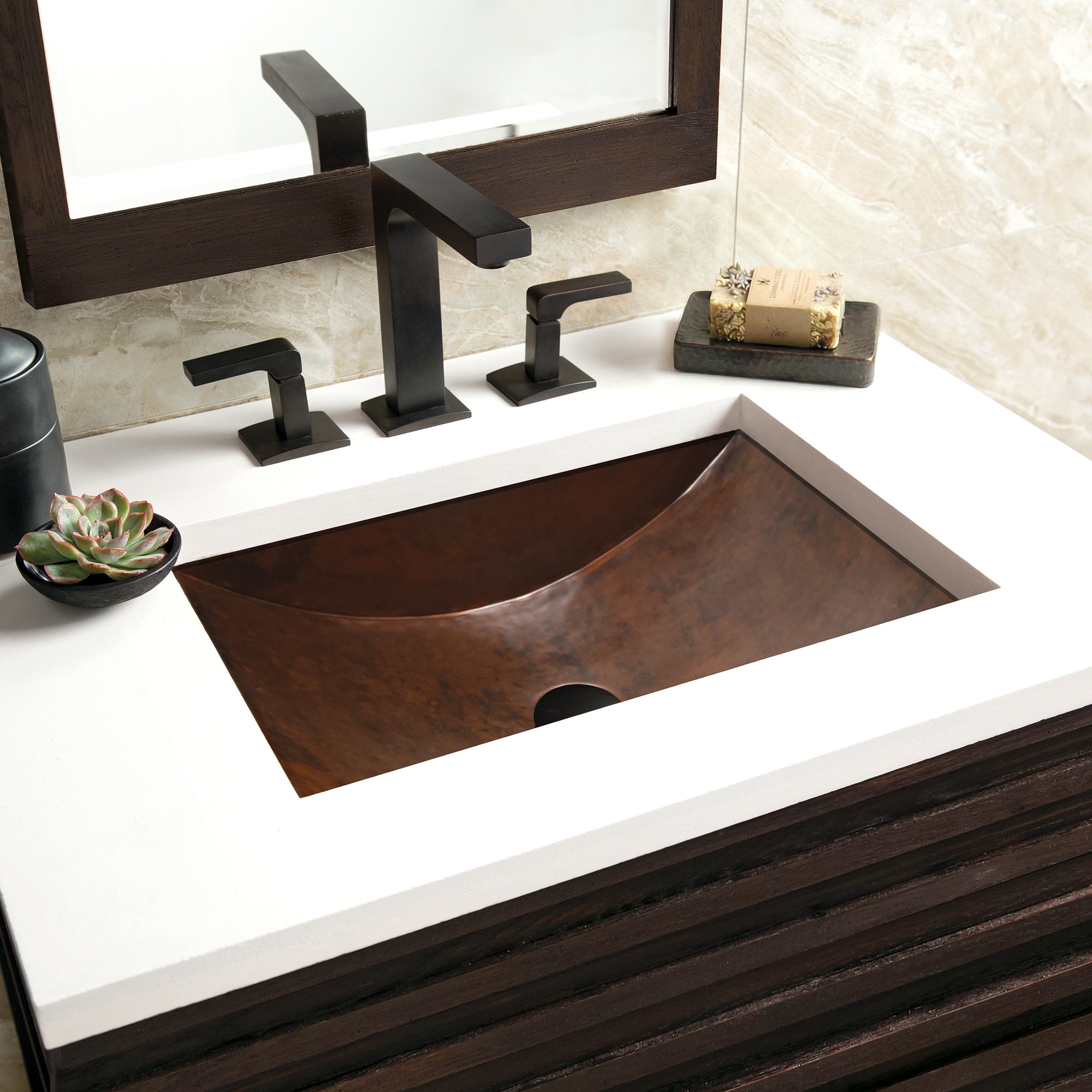 Native Trails Avila 21" Rectangular Undermount Copper Bathroom Sink, Antique Copper, CPS245-F