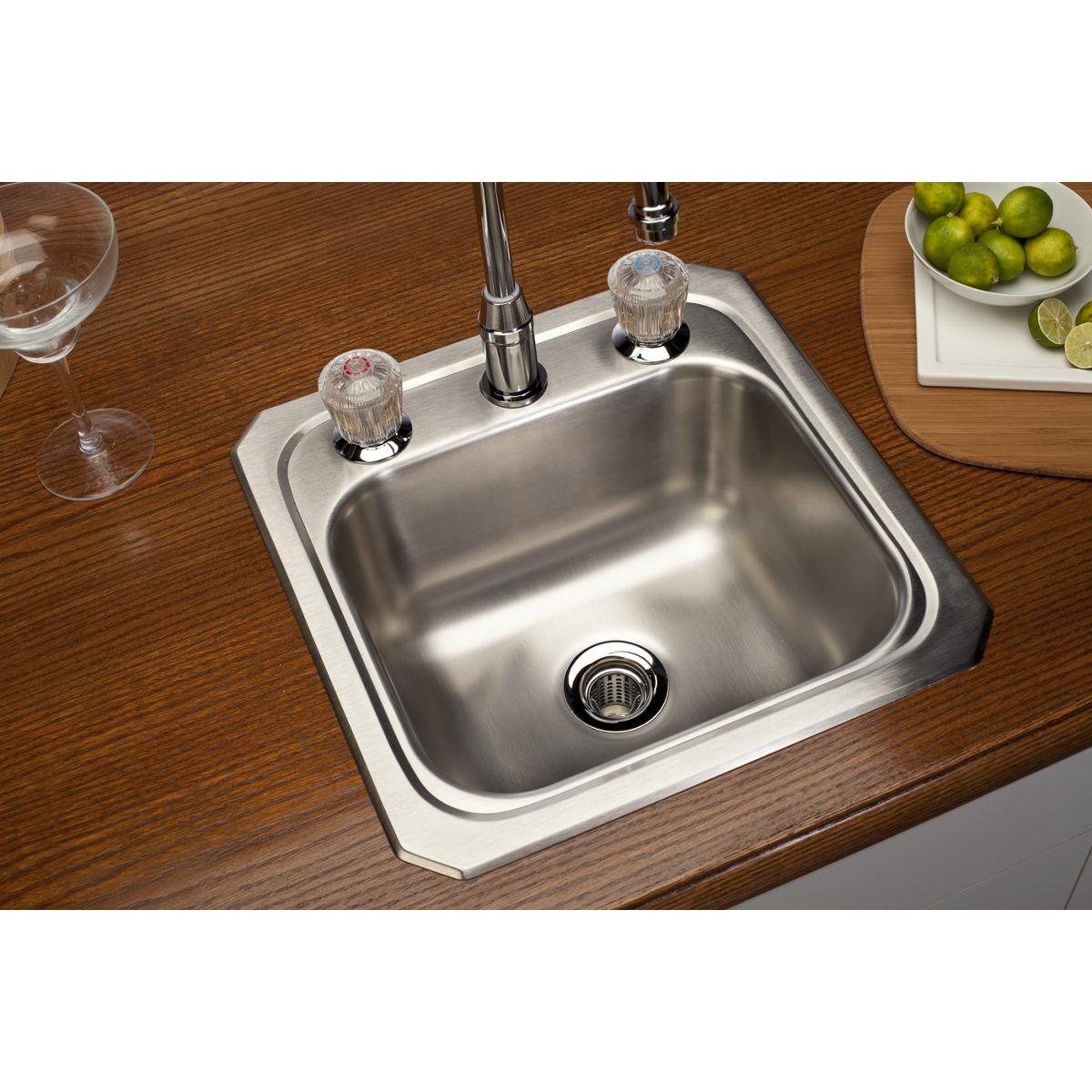Elkay Celebrity 15" Rectangular Stainless Steel ADA Bar/Prep Sink, Brushed Satin, No Faucet Hole, BCR150