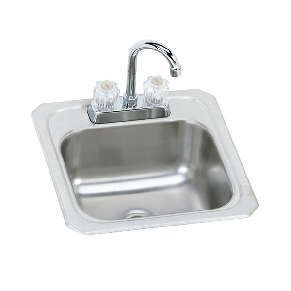 Elkay Celebrity 15" Rectangular Stainless Steel Bar/Prep Sink Kit with Faucet, Brushed Satin, 2 Faucet Holes, BCRA150C