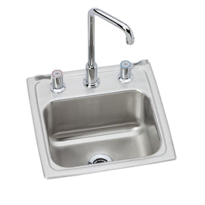 Alternate Image for Elkay Lustertone Classic 15" Rectangular Stainless Steel Bar/Prep Sink Kit with Faucet, Lustrous Satin, 3 Faucet Holes, BLH15C
