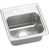 Elkay Lustertone Classic 15" Rectangular Stainless Steel Bar/Prep Sink, Lustrous Satin, MR2 Faucet Holes, BLRQ1516MR2