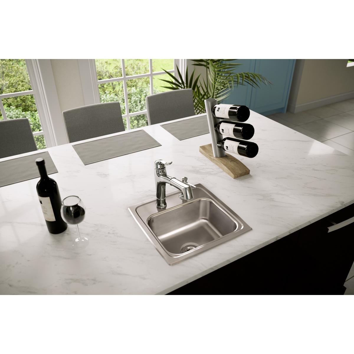 Elkay Lustertone Classic 15" Rectangular Stainless Steel ADA Bar/Prep Sink, No Faucet Hole, BLRQ15600