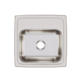 Elkay Lustertone Classic 15" Rectangular Stainless Steel ADA Bar/Prep Sink, Lustrous Satin, No Faucet Hole, BLR15600