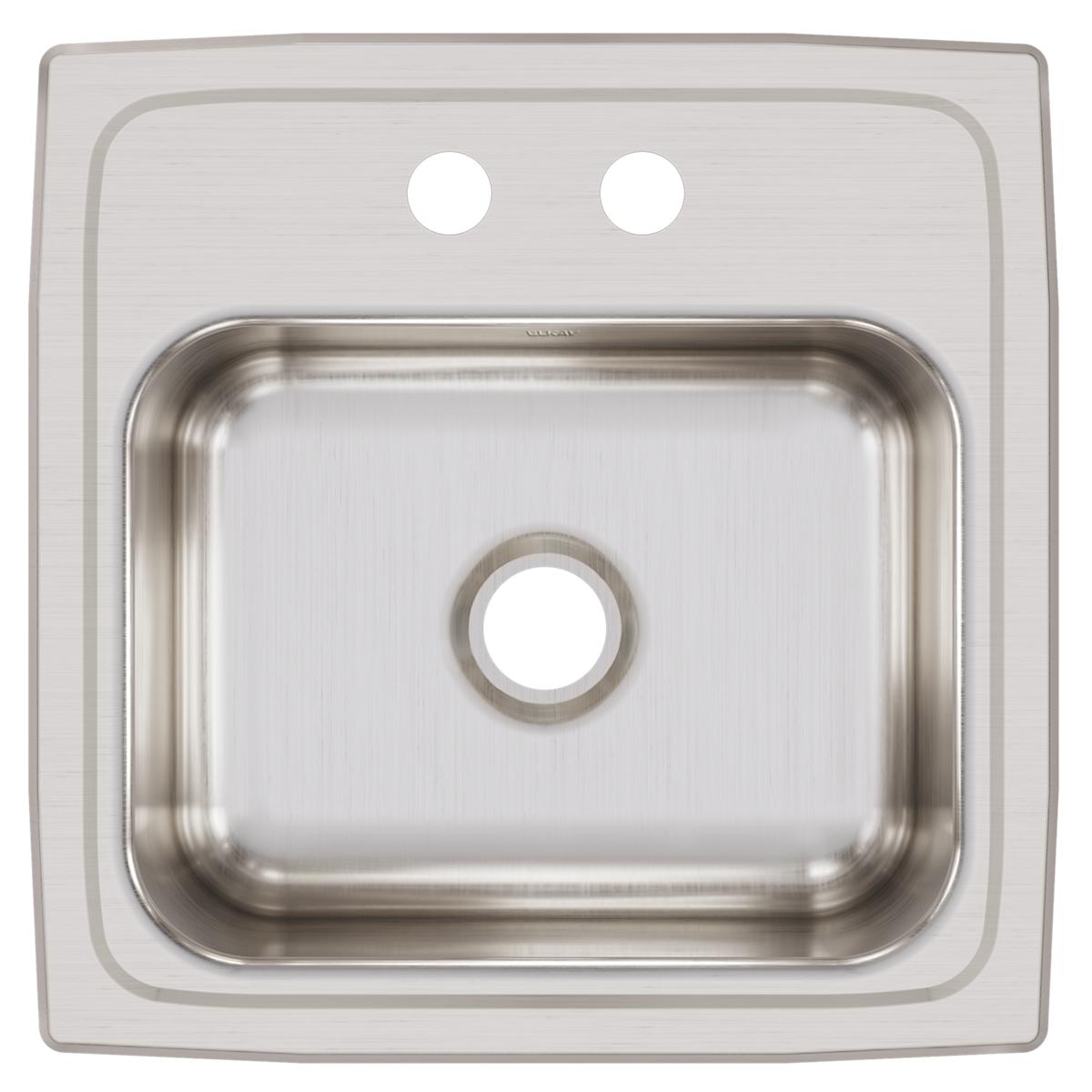 Elkay Lustertone Classic 15" Rectangular Stainless Steel ADA Bar/Prep Sink, 2 Faucet Holes, BLRQ15602